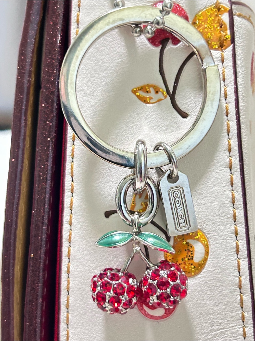 COACH Crystal Cherry Bag Charm Key Ring